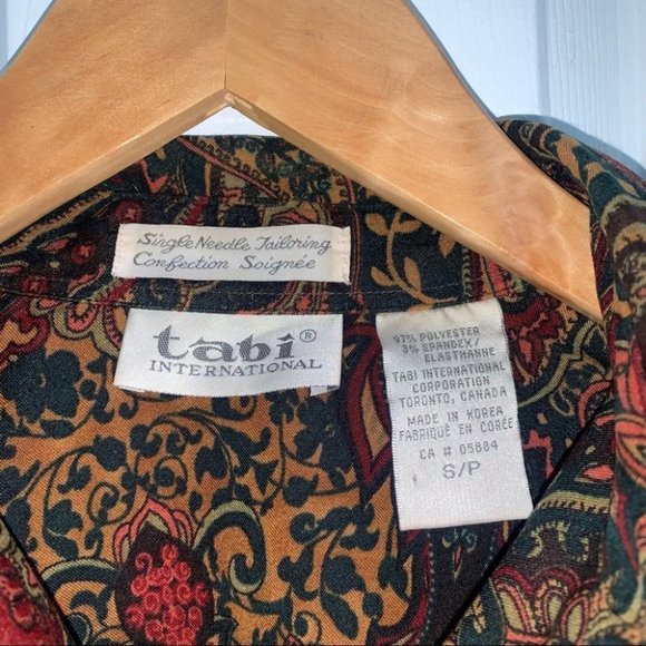 Tabi Vintage Button-up Shirt Paisley  Green‎ Red Women’s Size Small - Picture 4 of 7
